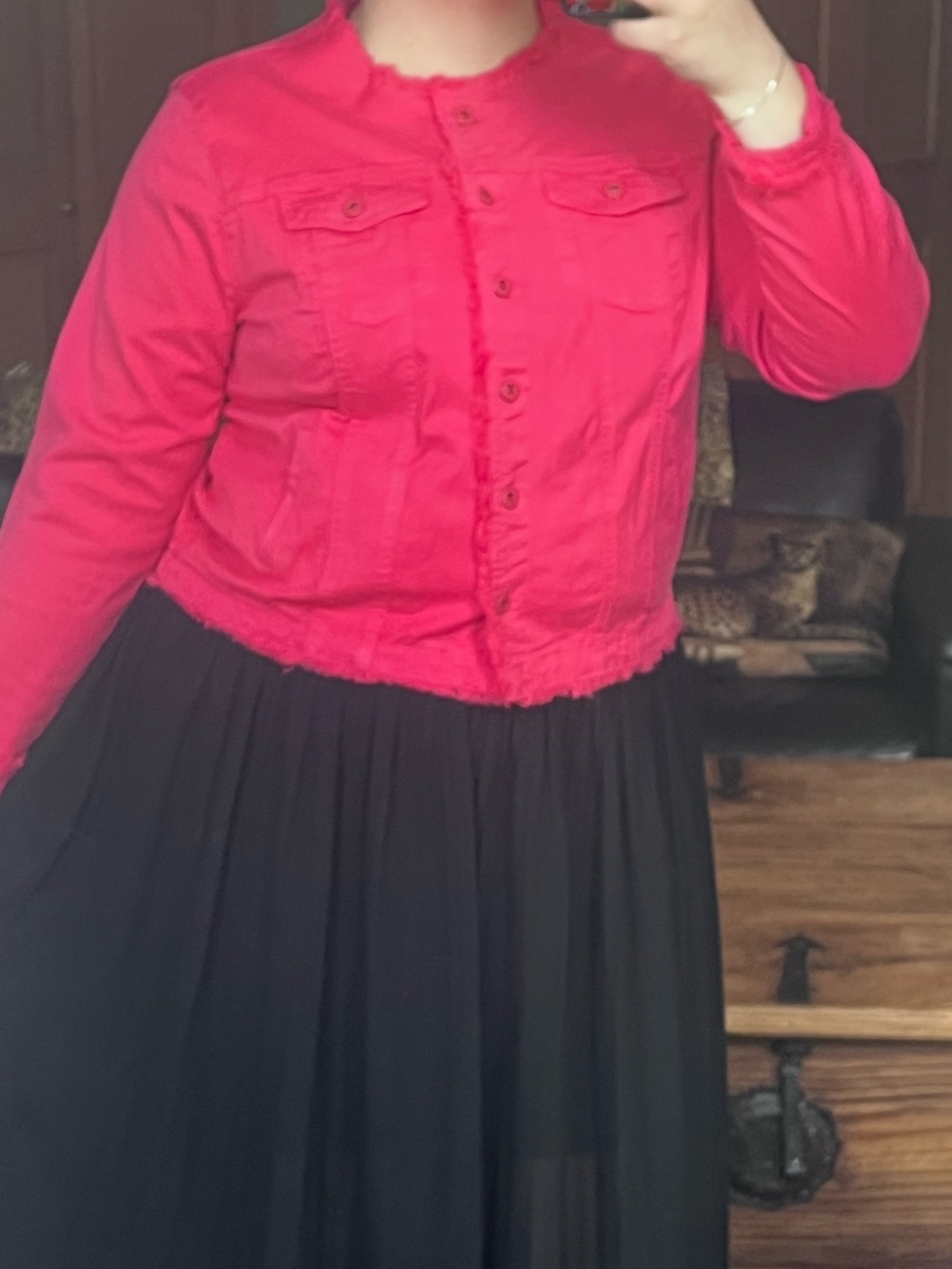 CHARLIE B Bright Hot Pink Denim Jacket